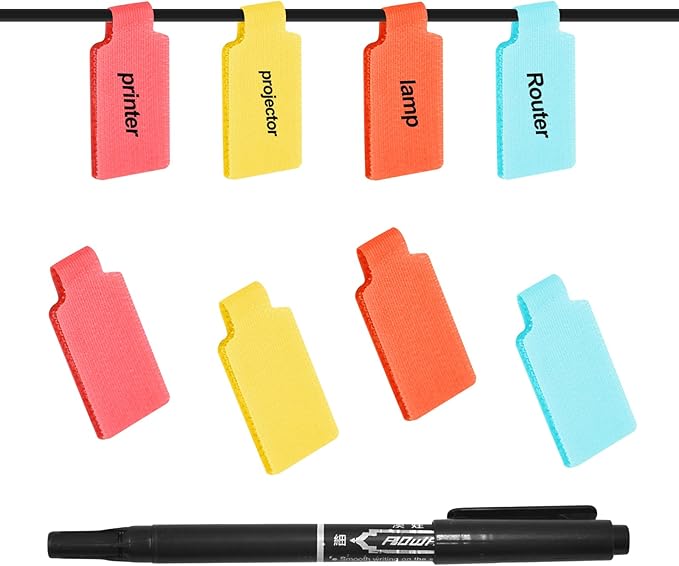 40 Pack Cable Labels Tags, Multi-Color Write On Wire Cord Tags and Charger Labels Waterproof for Cable Management and Identification Electronics (Rectangular)