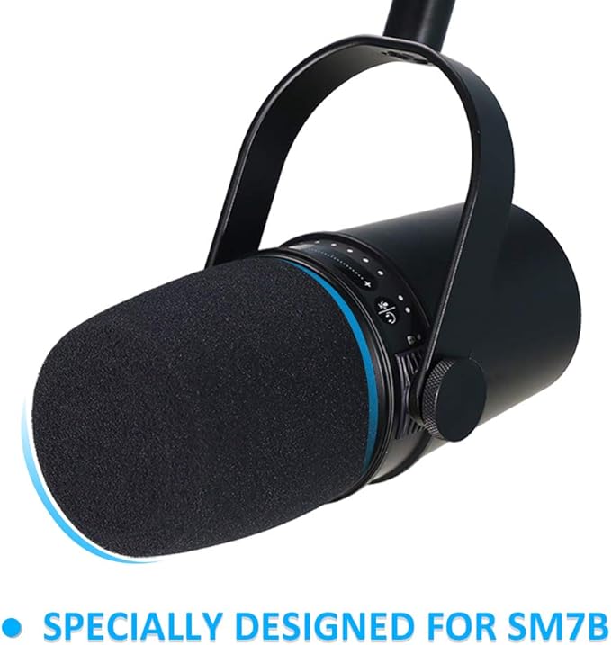 SUNMON Shure MV7 Pop Filter Foam Cover - Professional Mic Windscreen Wind Cover Compatible with Shure MV7 Podcast Microphone to Minimise Plosives