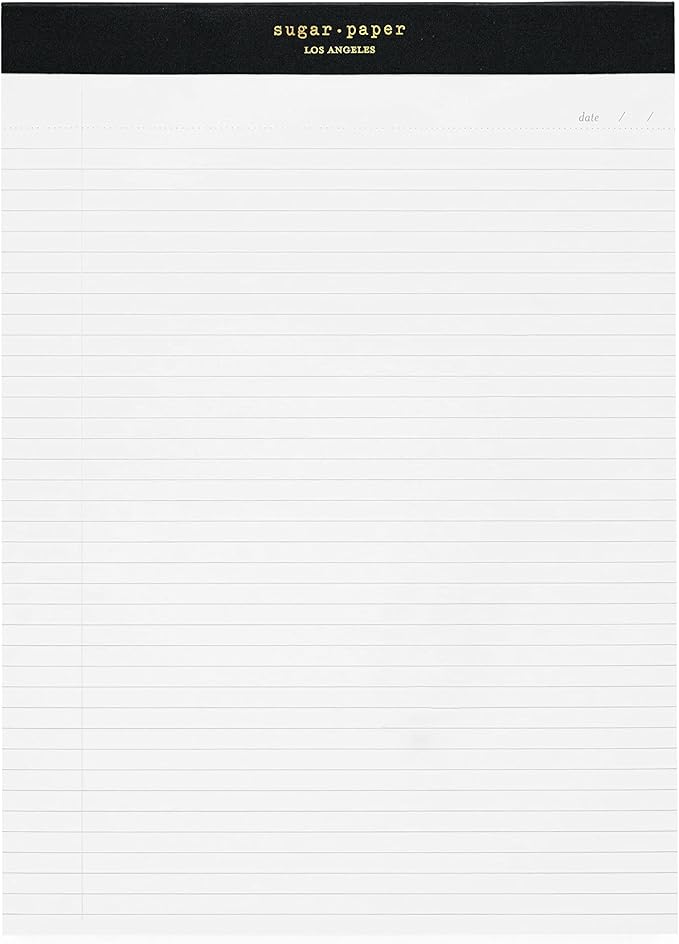 Sugar Paper Legal Pad, 50 Lined Pages, Office Supplies, 8.5" x 11.75", Black Legal Pad