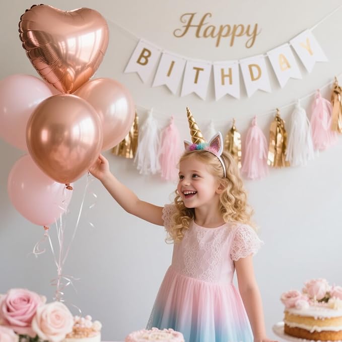 We Moment 20pcs Shiny Tassel Garland Banner Tissue Paper Tassels for Wedding, Baby Shower, Table Decor，Event & Party Supplies, DIY Kits - (Rose Gold,Peach Color,Light Pink,White)