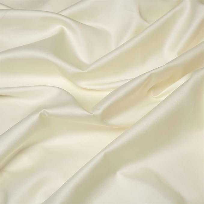 mixinni Luxury Satin Duvet Cover Set with Embroidery Lace, Silky Soft Bedding Set (1 Duvet Cover + 2 Pillowcases), Cream White - Elegant Bedroom Comforter Cover, Vintage Royal Style-Twin XL Size