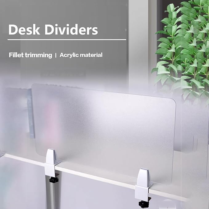 Desk Partition,Soundproof Desk Partition,Frosted Acrylic Desk Privacy Divider Screen Clampon Panel for Table Standing Sound Proof Desktop Office Classroom Partition,Frosted,60X40Cm/23.6X15.7In