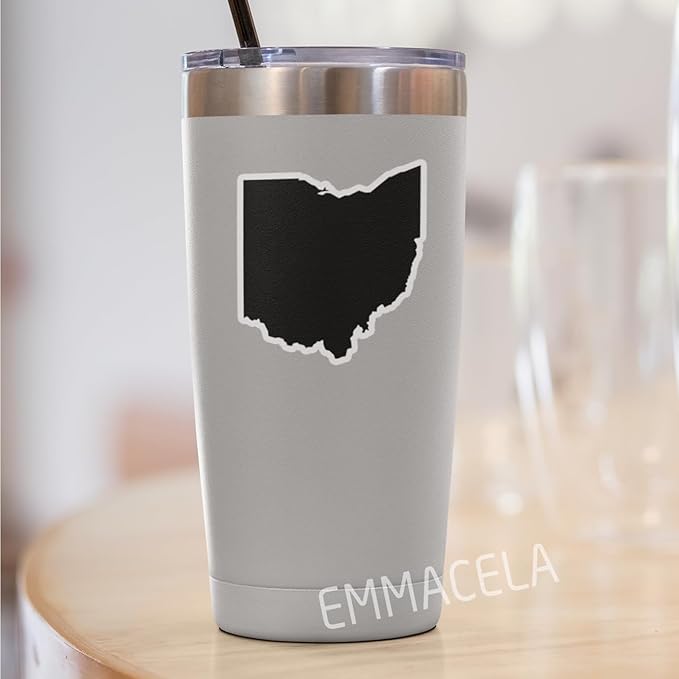 (3PCS) Ohio State Map Stickers, US State Stickers - Waterproof Vinyl Decals for Tumblers, Water Bottles, Laptops, Books, Scrapbooks, Great for North Dakota Lovers 3 x 2.7 Inch