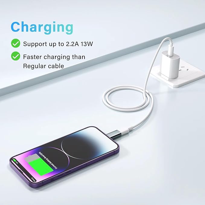 MFi Certified USB C Type C to Lightning Adapter （4 Pack） 1.8-2.2A 15W Fast Charging Support Data Sync,Lightning to USB Type C Cable Adapter for iPhone/iPad/for Airpods Not for Audio/OTG