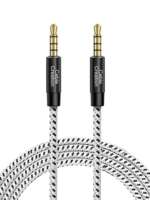CableCreation 3.5mm TRRS Audio Cable 10FT, 4-Pole Aux Cord Male to Male Braided 1/8 inch Auxiliary Hi-Fi Stereo Jack Compatible with Headphone, Car, Speaker, Phone, Tablet, Laptop and More