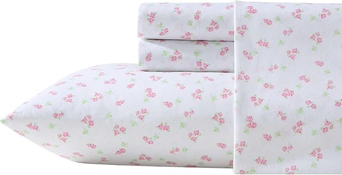 Laura Ashley Kids - Twin XL Sheet Set, Soft & Wrinkle-Resistant Toddler Bedding Set, Deep Pockets, Girl Bed Sheets with Matching Fitted Sheet & Pillowcase (Busy Bee Pink)