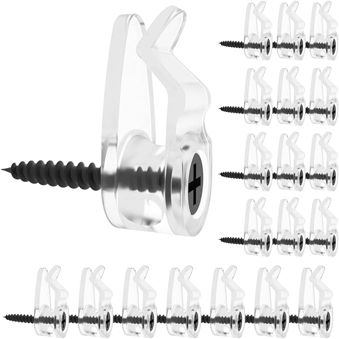 GEZIDEA String Light Hanger Hooks,Screw in Hooks for Hanging Christmas Light,Led Fairy Led Light Clips,50 Pack (Big-Clear)