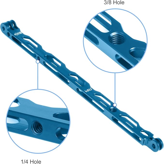 HSU (7 Pcs) All Aluminum Alloy Extension Arm Kit Metal Pole Mount Helmet Stick Extension Arm Mount for GoPro Hero 13/12/11/10/9/8/7/6/5 Black, DJI Osmo Action and More (11.8”/6.5”/3.3”) (Blue)