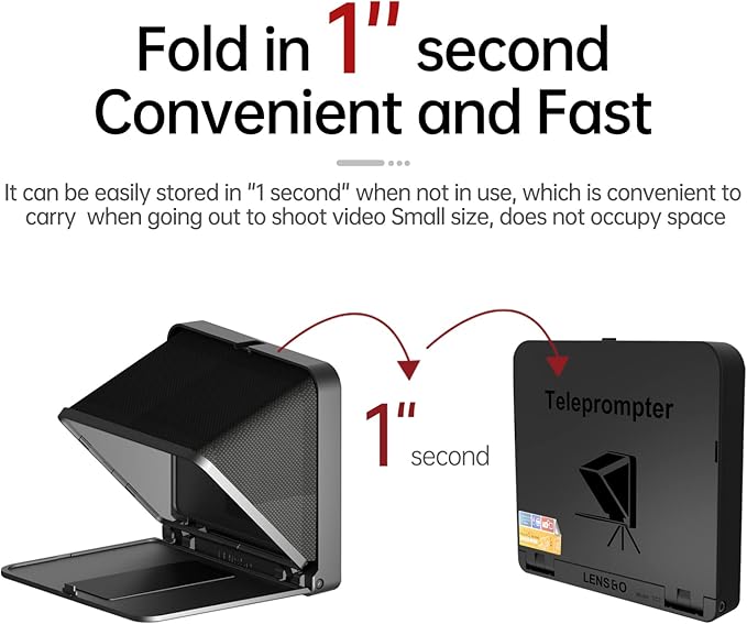 LENSGO Portable Teleprompter for iPad Tablet Smartphone DSLR Camera 7.9'', APP Compatible with iOS & Android System for Online Teaching Vlog Live Streaming Interview (TC7 for phond/ipad/Camera)