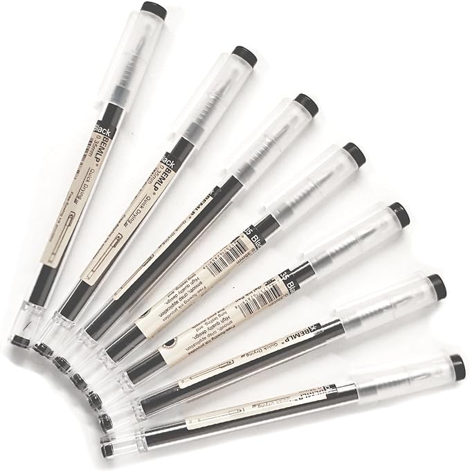 Gel ink Pen 0.35mm Black Liquid Ink Rollerball Gel Pens Quick Drying fine point Pens Ballpoint Japanese Pens Premium School Office student Exam Writing Stationery Supply 12 Pcs/Set (Black)