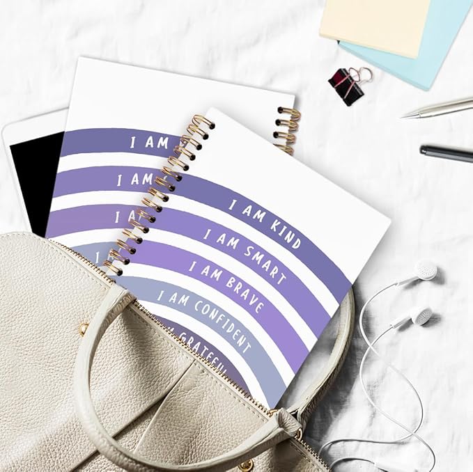 dvhdajed I Am Kind Positive Spiral Notebook, Motivational Journaling Notebooks, Purple Inspirational Spiral Journal for Girls Women, Positive Affirmations Gifts Office School Supplies, 5.5x8.3 In