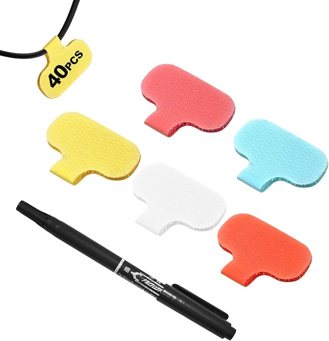 40 Pack Cable Labels Tags, Multi-Color Write On Wire Cord Tags and Charger Labels Waterproof for Cable Management and Identification Electronics (Oval)
