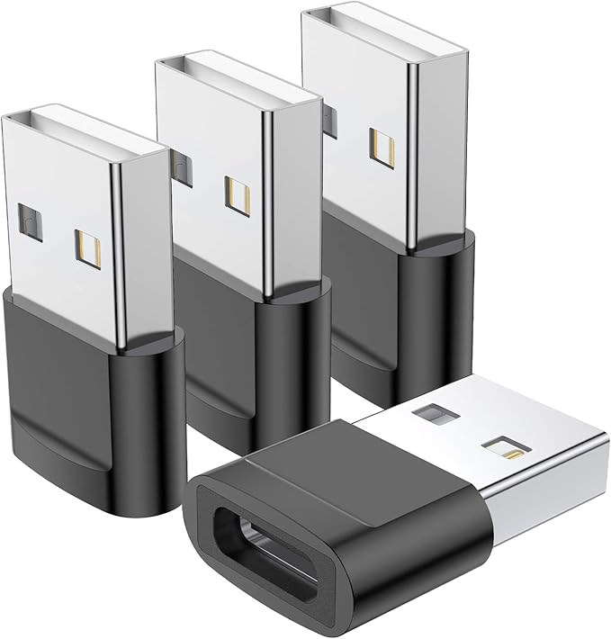 USB C Female to USB Male Adapter (4-Pack),Type C to USB A Charger Adapter for Apple iWatch Watch Series 7 SE,iPhone 11 12 13 14 15 Pro Max,Samsung Galaxy S24 S23 S22 S21 Ultra,Google Pixel,iPad Pro