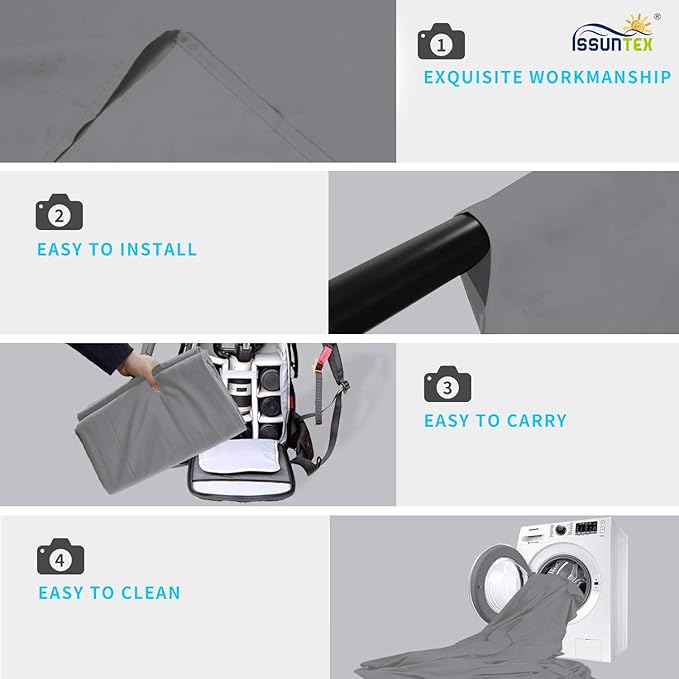 ISSUNTEX 10X20 ft Background Muslin Backdrop, Photo Studio, Collapsible High Density Screen for Video Photography and Television-Gray
