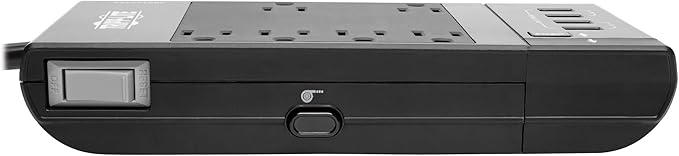Tripp Lite Safe-IT Surge Protector & Charging Station, 6-Outlets, 4-USB Ports, 8ft / 2.4M Cord, $50,000 Insurance, Limited Life Manufacturer's Warranty (TLP68UBAM)
