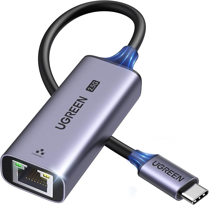 UGREEN USB C to Ethernet Adapter 2.5G, Ethernet Adapter for Laptop, Aluminum, Type C (Thunderbolt 4/3 Compatible) to RJ45 Network Internet, Compatible for NAS, MacBook Air/Pro, XPS, iPhone 17 Pro/Max