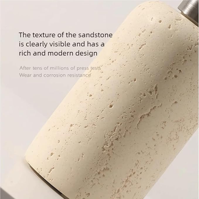 Liquid Soap Dispenser Refillable Stone Soap Dispenser Beige Travertine Liquid Shampoo Bottles Marble Hand Soap Dispenser for Bathroom Kitchen Decor