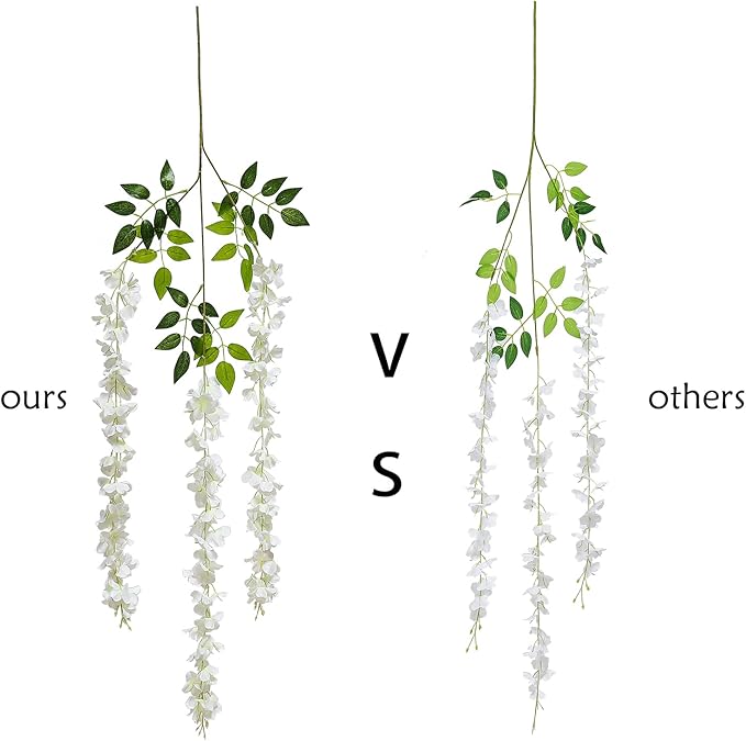Duovlo 12 Piece Artificial Silk Wisteria Vine 3.6 Feet Ratta Hanging Flower Garland String Home Party Wedding Decor(Purple)