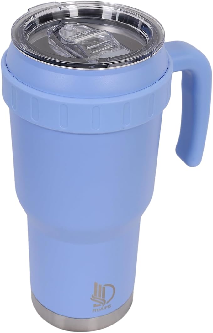 40 Oz Tumbler with Handle & Straw Lid, Insulated Stainless Steel Vacuum Flask, Double Wall Thermal Car Cup for Hot & Cold Drinks, Leak Proof, BPA Free (Cornflower Blue)
