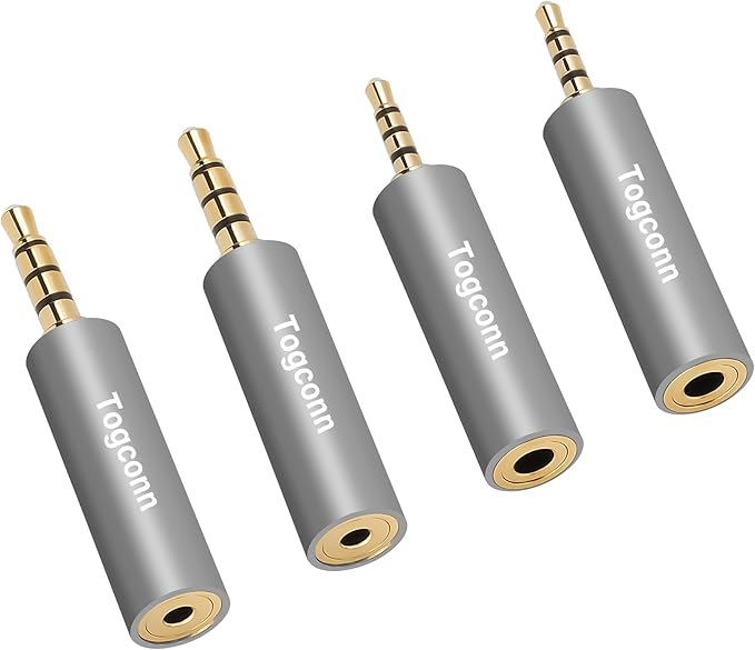 2.5mm to 3.5mm TRRS Adapter 4 Pack,2.5mm Male to 3.5mm Female/3.5 mm Male to 2.5 mm Female Audio Jack Converter Connector Stereo/Mono Auxiliary Plug for phones, Headphone, Tablets Support Mic Function