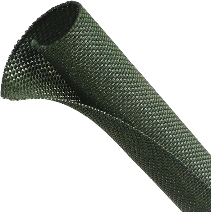 Automotive Wire Loom Tubing, Split Braided Cord Protectors from Pets No Chew, Flexible Cable Sleeve Cable Management for TV/Computer/Electric Wires (Deep Green, 1"-25ft)