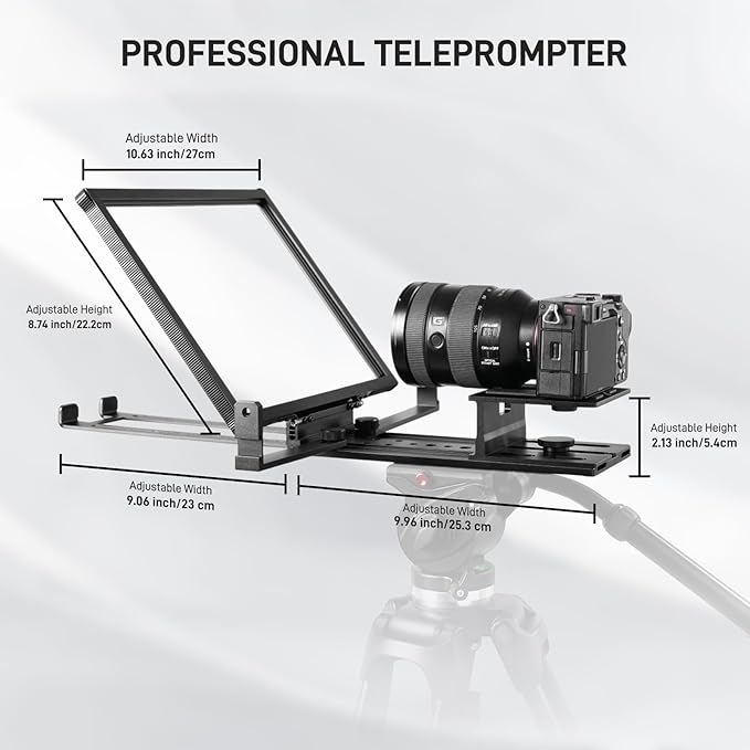 GVM 12" Teleprompter kit with Remote Control & App, Collapsible Teleprompter for iPad Tablet Phone DSLR Camera, Prompter with Carry Case, HD Refective Display, for Video Recording/Vlogger