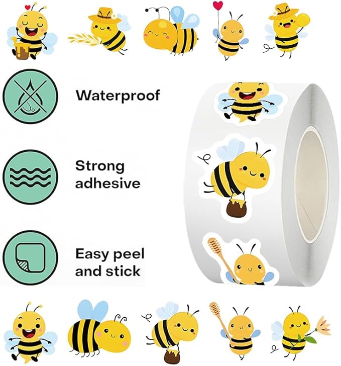500 Pcs Cute Bee Sticker for Teen - Sticker Graphic - Cartoon Stickers for Water Bottles Laptop Bumblebee Stickers Waterproof Aesthetic Vinyl Decals Stickers for Adults Teens