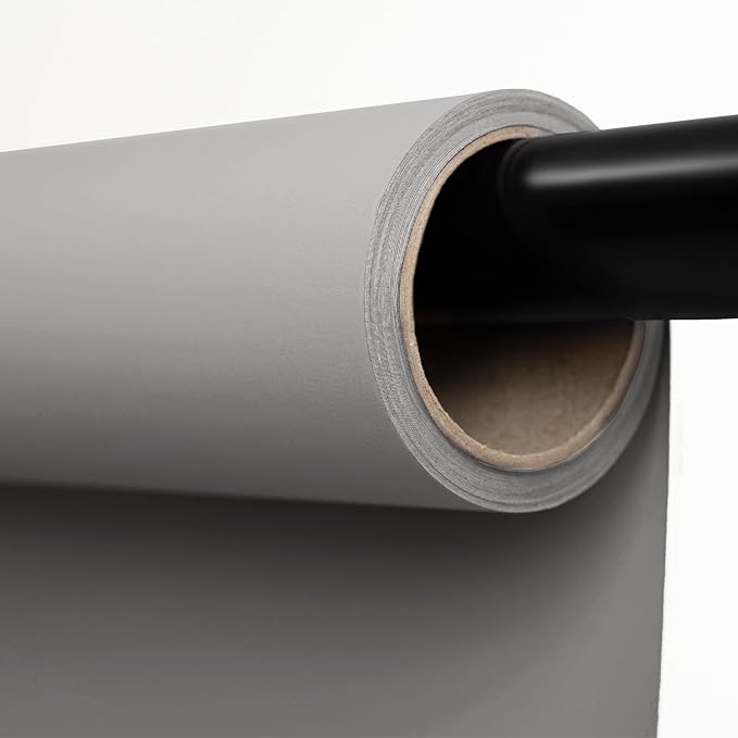 Kate Seamless Paper Backdrop for Photography Light Grey Photo Backdrop Paper (86''x32.8' Pursuit Grey)