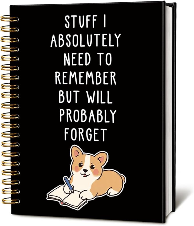 LIANGW Funny Corgi Gifts Spiral Notebook Journal, Welsh Corgi Lovers Gifts Journal for Writing, Pet Dog Mom Owner Gift, Dog School Office Stuff Supplies, 5.5x8.3 Inch