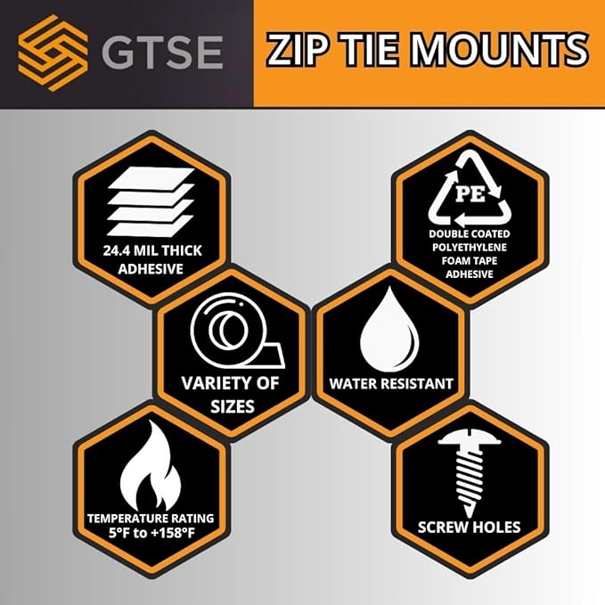 GTSE 12,000 Full Carton Of Black Screw Mounts, Zip Ties Up To 0.35" Wide, Saddle Type Zip Tie Anchors