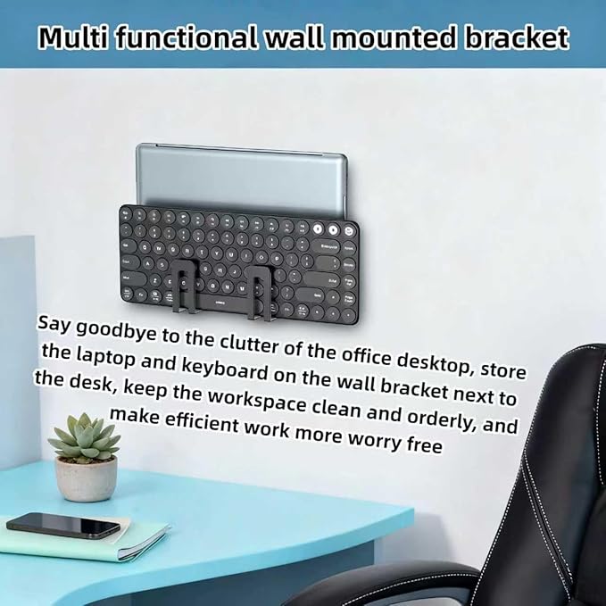 RUDDLIN Multi Functional Wall Mount Bracket, Suitable for laptops, Tablets, Keyboards, routers,TV Boxes,Phones, etc. The Wall Mount Bracket is Fixed with Screws (Black)