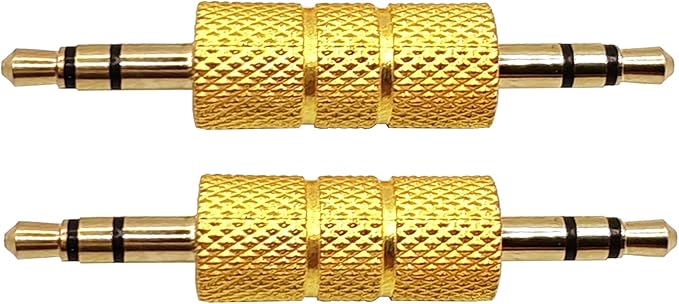 Voluty Tek 3.5mm to 3.5mm Male to Male Audio Headphone Adapter,Gold Plated 1/8" Stereo Coupler Connector for Speakers MP3 Players 2pcs