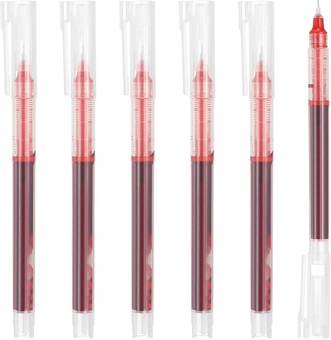 PATIKIL 6Pcs Colored Gel Ink Pens, 0.5mm Extra Fine Point Smooth Writing Japanese Quick Drying Liquid Ink Rollerball Pens for Office Stationery Classroom Teachers, Red