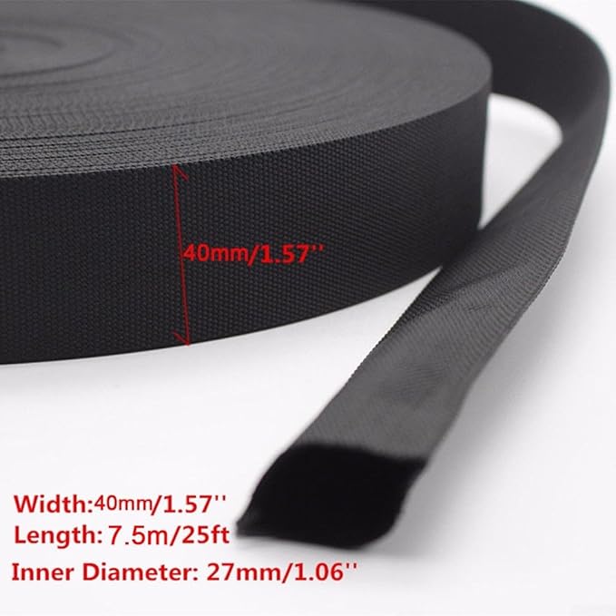 HanOaki 25 ft Nylon Hydraulic Hose Protector Sleeve Tig Torch Cable Cover Black Protective Cover Hose Sheath Hydraulic Wrap Cutting Wire Sheath Sleeve Management Wrap for Cord Tig 27mm Width
