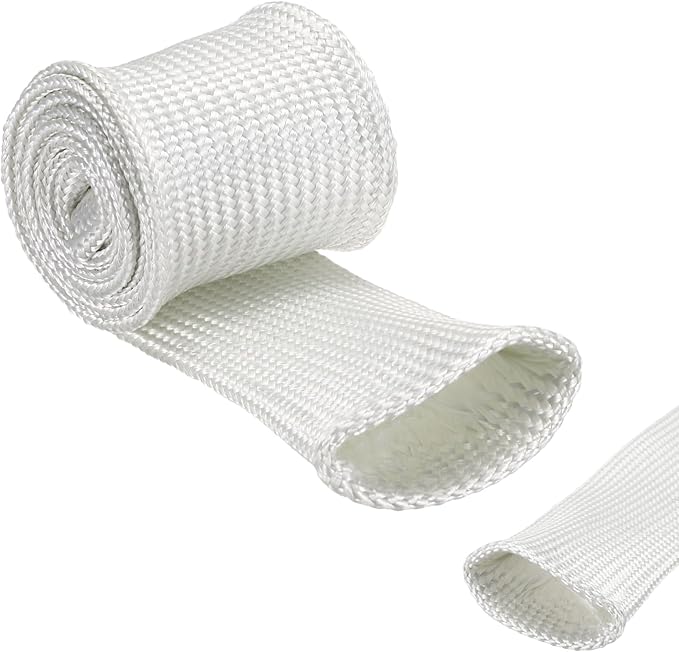 uxcell Insulation Cable Protector,40mm/1.57 Inch-1m/3 Feet High Temp Fiberglass Sleeve White