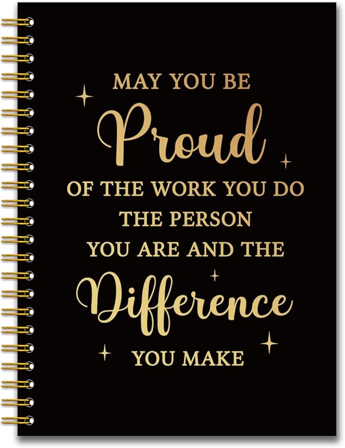 YAZMEEN Thank You Black Gold Spiral Notebook（160 Pages） May You Be Proud of The Work You Do Blank Hardcover Notebook Employee Appreciation Gift Inspirational Gift Retirement Leaving Gift for Coworker