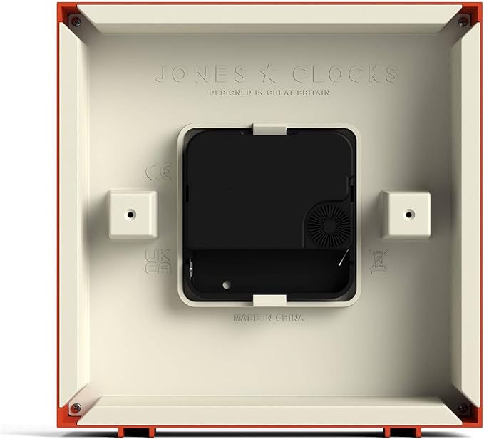 JONES CLOCKS® Disco Desk Clock | Sleek Square Design | Orange | Stylish and Easy to Read for Shelf, Table, Mantel or Bedside