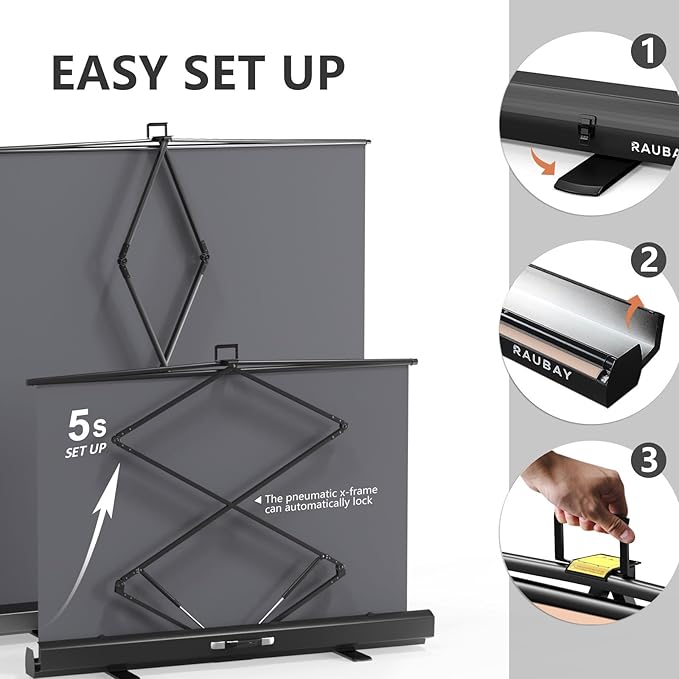 【Wider Style】 RAUBAY 78.7 x 82.7in Large Collapsible Beige Backdrop Screen Portable Retractable Panel Photo Nude Background with Stand for Video Conference, Photographic Studio, Streaming