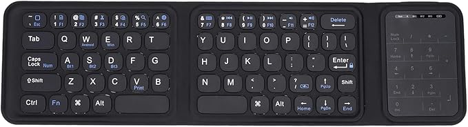 Luocute Foldable Keyboard, Portable Keyboard with Multi Touch Touchpad and Leather Case for Laptop PC Tablet Smartphone iOS