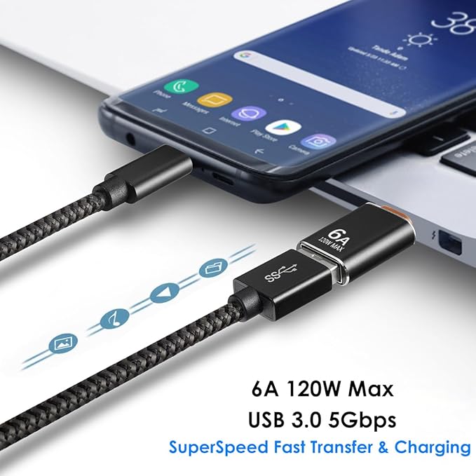 USB to USB C Adapter 4 Pack, USB A 3.0 Female to USB C Male OTG Adapter x2, Type C Female to USB Male Adapter x2, Compatible with MacBook, iPhone 15/16, Samsung Galaxy, Smartphones,Tablets,Laptops