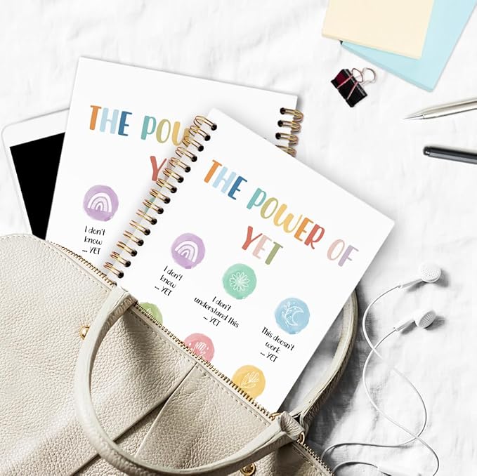 dvhdajed Mental Health Inspirational Spiral Notebook, the Power of Yet Growth Mindset Journaling Notebooks, Therapy Spiral Journal for Girls Women, Psychology Office School Supplies Gifts, 5.5x8.3 In