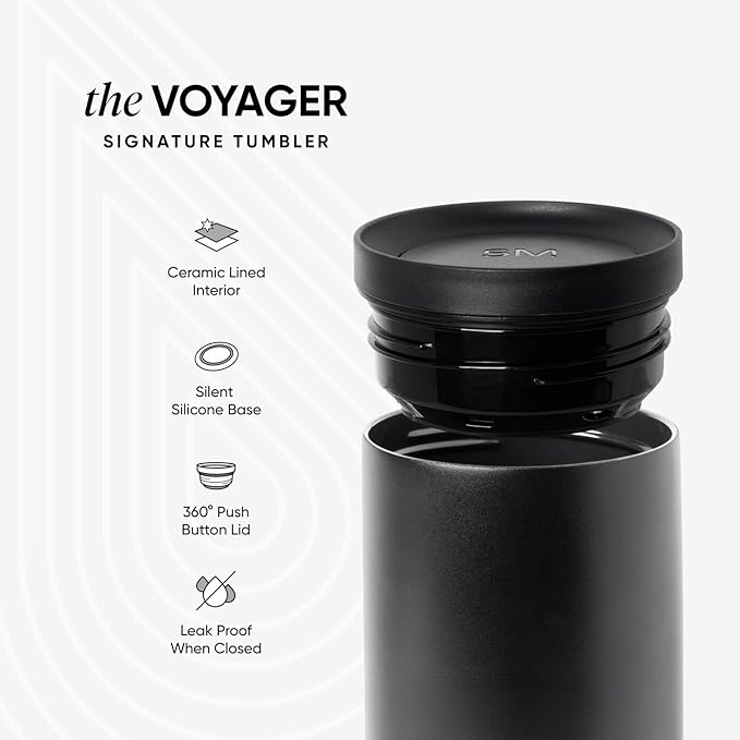 Simple Modern Travel Coffee Mug Tumbler with 360° Lid | Ceramic-Lined Insulated Stainless Steel Cold Brew Iced Coffee Cup | Gifts for Women Men Her Him | Voyager Signature | 12oz | Cream Terrazzo