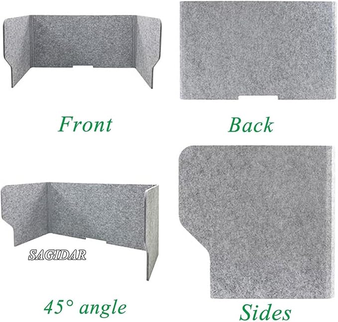 Desk Partition, Sound Absorbing and Noise Reducing Desktop Partition, 60 Cm Privacy Panel, Desk Divider, Polyester Fiber Soundproof Screen