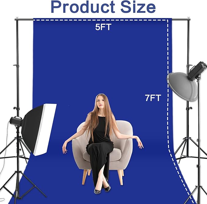 GFCC 5x7FT Royal Blue Backdrop Background Blue Photo Background Photography Backdrop for Photoshoot Screen for Video Recording Picture