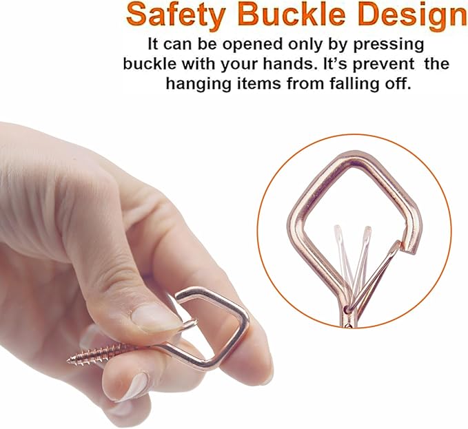 Sexoeie 20PCS Eye Screw Hooks for Hanging Heavy Duty with Safety Buckle.Metal Ceiling Hooks for Hanging Plants,Cup,Wind Chime,Bird Feeders,String Lights at Indoor&Outdoor,2.36 Inch(No Drill Bit)