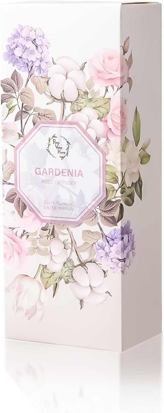 Orelune Reed Diffuser Set Gardenia Floral, 3.4 fl oz - Elegant Home Fragrance with Sticks - Long-Lasting Scented Oil Reed Diffuser for Bedroom, Bathroom Shelf Decor & Living Room(Gardenia Floral)
