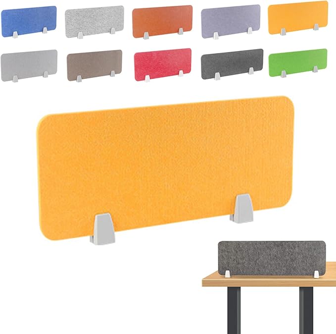 Felt-Covered Panels, soundproof Desk dividers, Removable Acoustic Desk partitions with Two Clips, Suitable for Installation as Privacy Screens in Offices, Studies, classrooms and librari F 15.8x23.6"