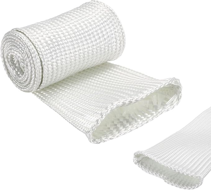 uxcell Insulation Cable Protector,55mm/2.17 Inch-1m/3 Feet High Temp Fiberglass Sleeve White