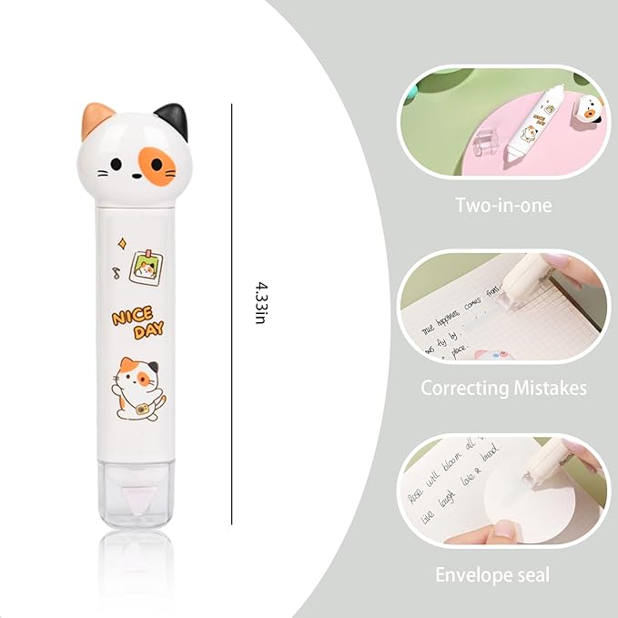 10Pcs Black Cute Cat Stationery Set Cat School Supplies Kawaii Japanese Stationery Birthday GIFS Including Pens Pencil Sharpener Highlighter Eraser Correction Tape Ruler for Office School Supplies