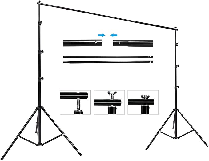 10ft x 8.5ft Adjustable Photography Backdrop Support System Photo Video Studio Muslin Background Stand Kit with Carry Bag